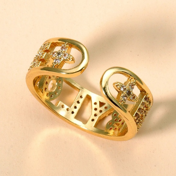 Elegant Geometric Multilayer CZ Open Ring - Picture 4 of 6